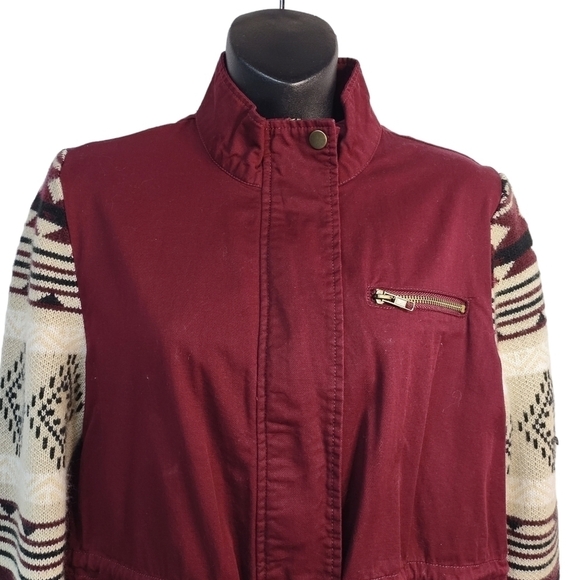 Blu Pepper Women's Burgundy Knit Sleeves Jacket Size S - Picture 4 of 8